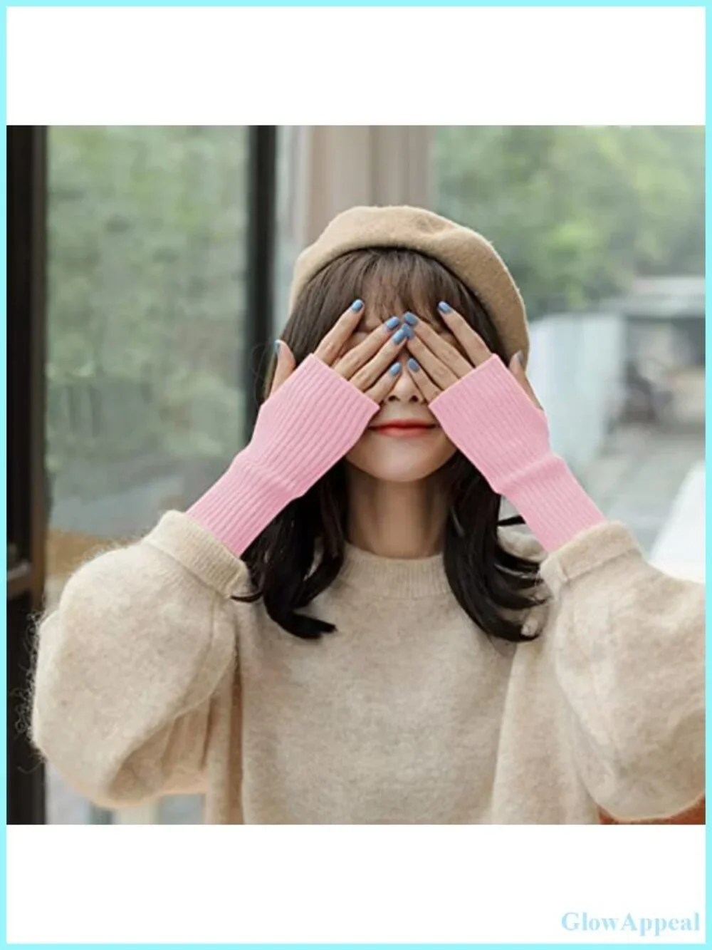 Women's Knit Arm Warmers Fingerless Gloves with Thumb Hole Winter Accessory